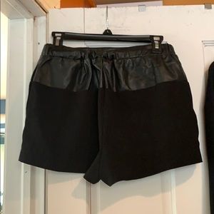 Black Leather Trim Shorts